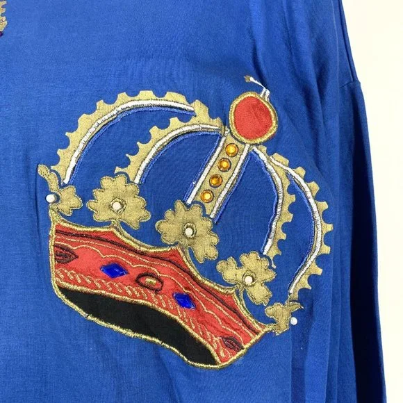 Vintage 90s Victoria Secret Sport Embroidered Crowns Blue Sweatshirt Sz L NWT - Picture 6 of 9